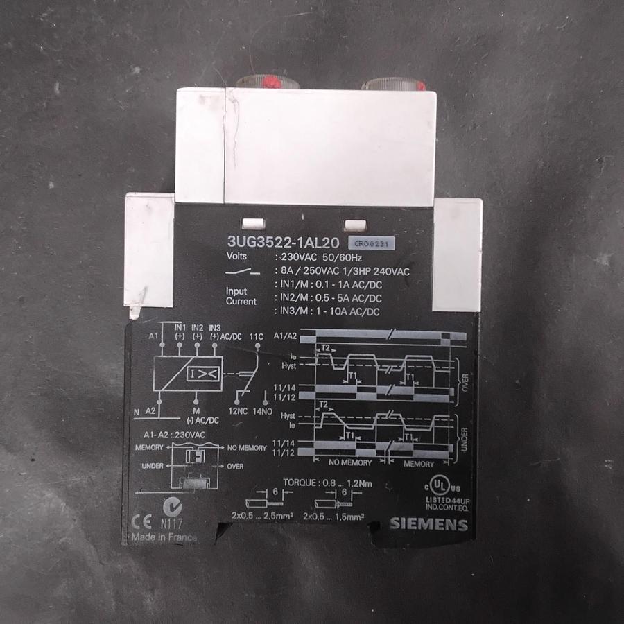 Used SIEMENS 3UG3522-1AL20 CURRENT MONITORING RELAY ($60 OBO)