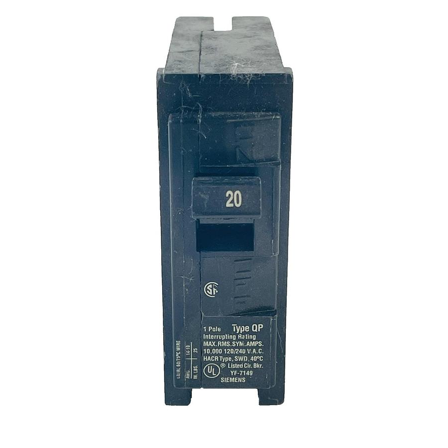 Used SIEMENS Q120 TYPE QP CIRCUIT BREAKER 20A 1 POLE 120/240V REFURBISHED