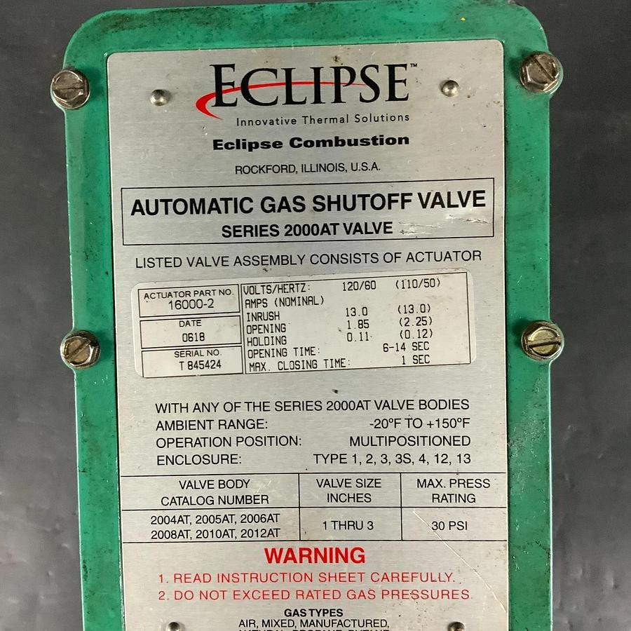 Used ECLIPSE 16000-2 AUTOMATIC GAS SHUT-OFF VALVE ($600 OBO)