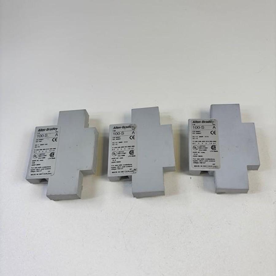Used ALLEN BRADLEY 100-S SER. A AUXILIARY BLOCKS SET OF 3