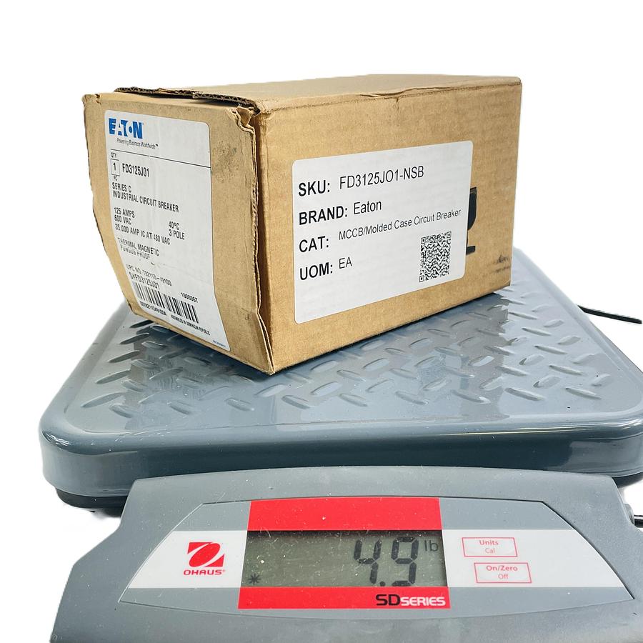 EATON FD3125J01 SERIES C MOLDED CASE CIRCUIT BREAKER 3 POLE 125 AMP 600V 35KAIC 