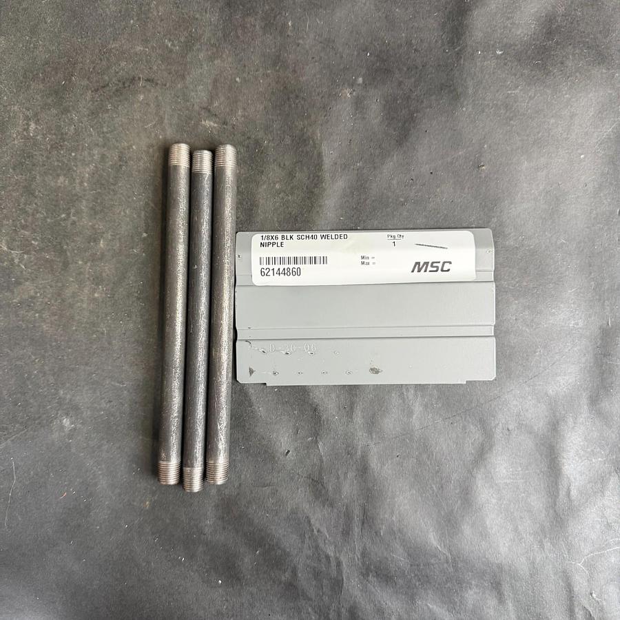 Used MSC 1/8X6 BLK SCH40 NIPPLE WELDED - SET OF 3