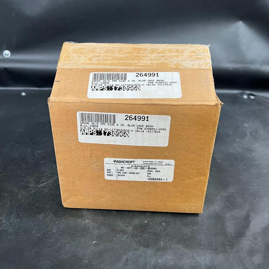 ASHCROFT 60-1377-AS-02B-30/0 PRESSURE GUAGE ($100 OBO)