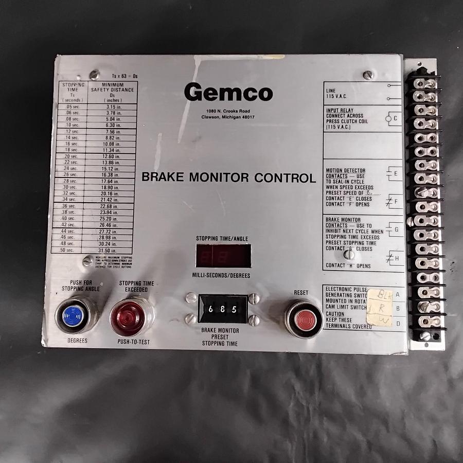 Used GEMCO BRAKE MONITOR CONTROL ($400 OBO)