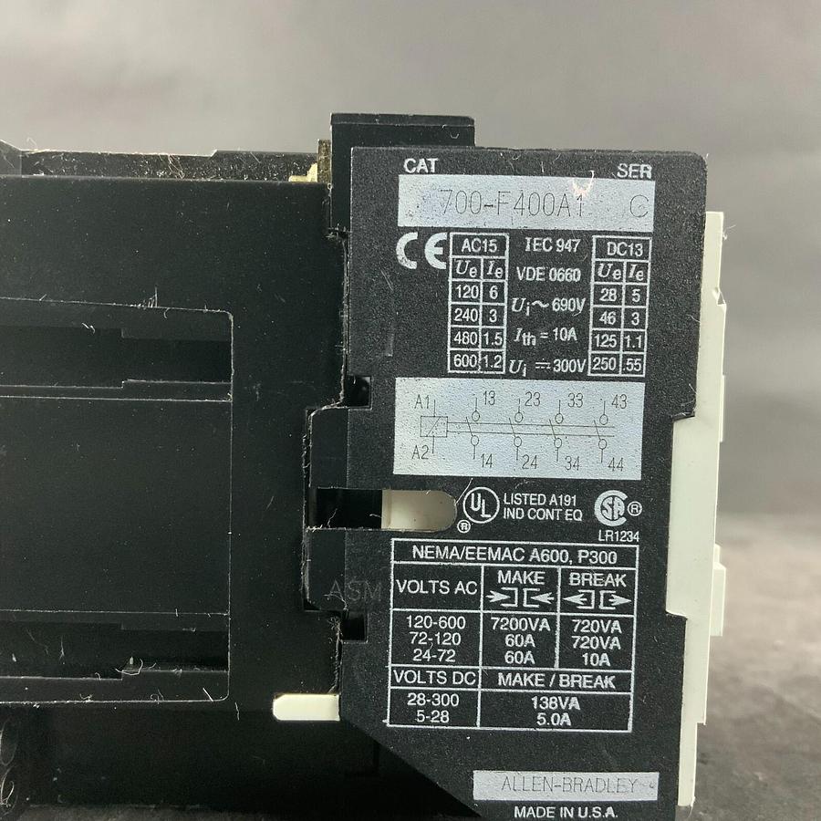 Used ALLEN BRADLEY 700-F400A1 C CONTROL RELAY ($15 OBO)