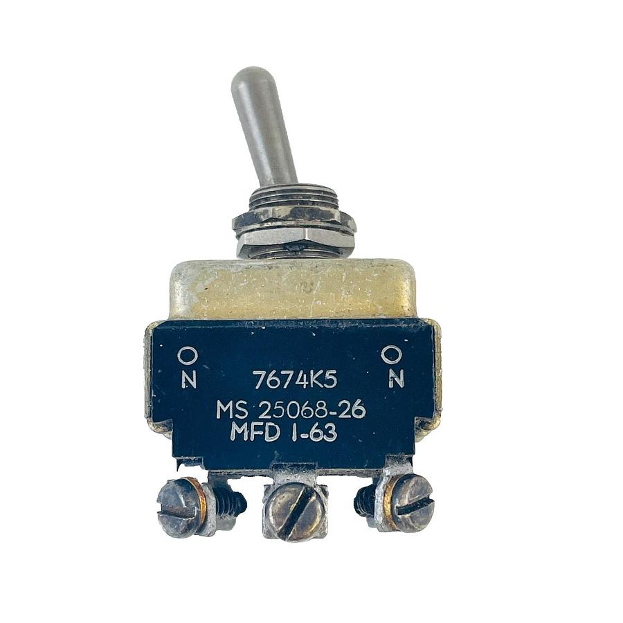 Used CUTLER HAMMER 7674K5 MS25068-26 4PDT MILITARY AIRCRAFT TOGGLE SWITCH