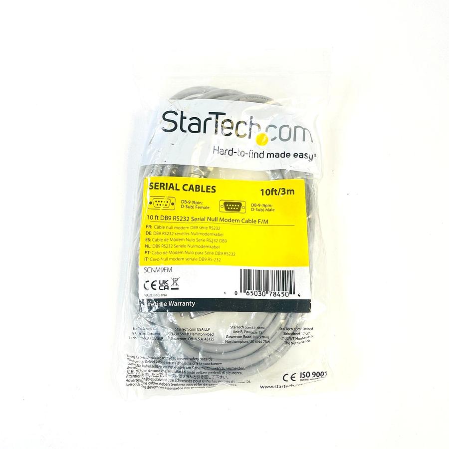 Used STARTECH SCNM9FM 10FT DB9 RS232 SERIAL NULL MODEM CABLE F/M NEW OPEN BOX