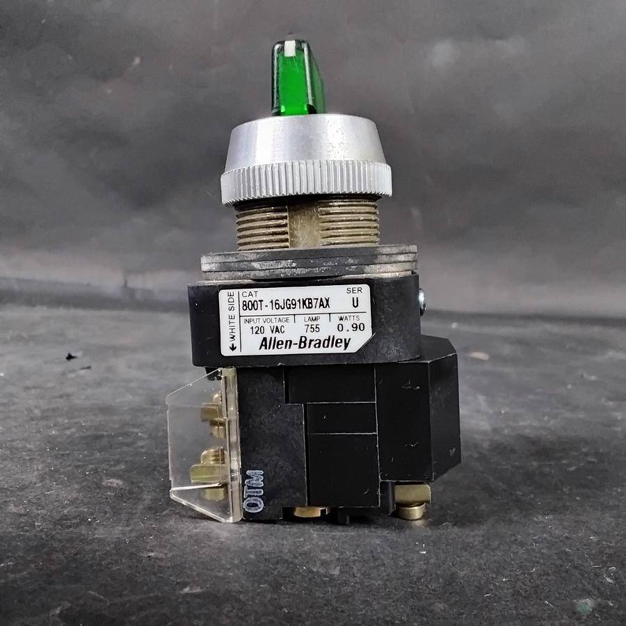 Used ALLEN BRADLEY 800T-16JG91KB7AX SER U GREEN SELECTOR SWITCH ($80 OBO)