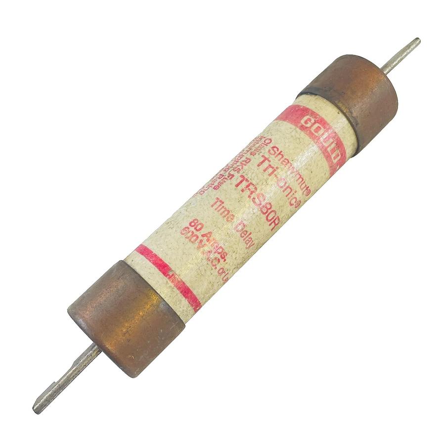 Used GOULD SHAWMUT TRS80R TRI-ONIC TIME DELAY FUSE 80A 600 VAC 600 VDC CLASS RK5