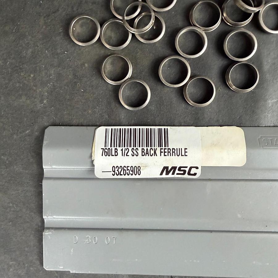 Used MSC 1/2 SS BACK FERRULE - SET OF 21