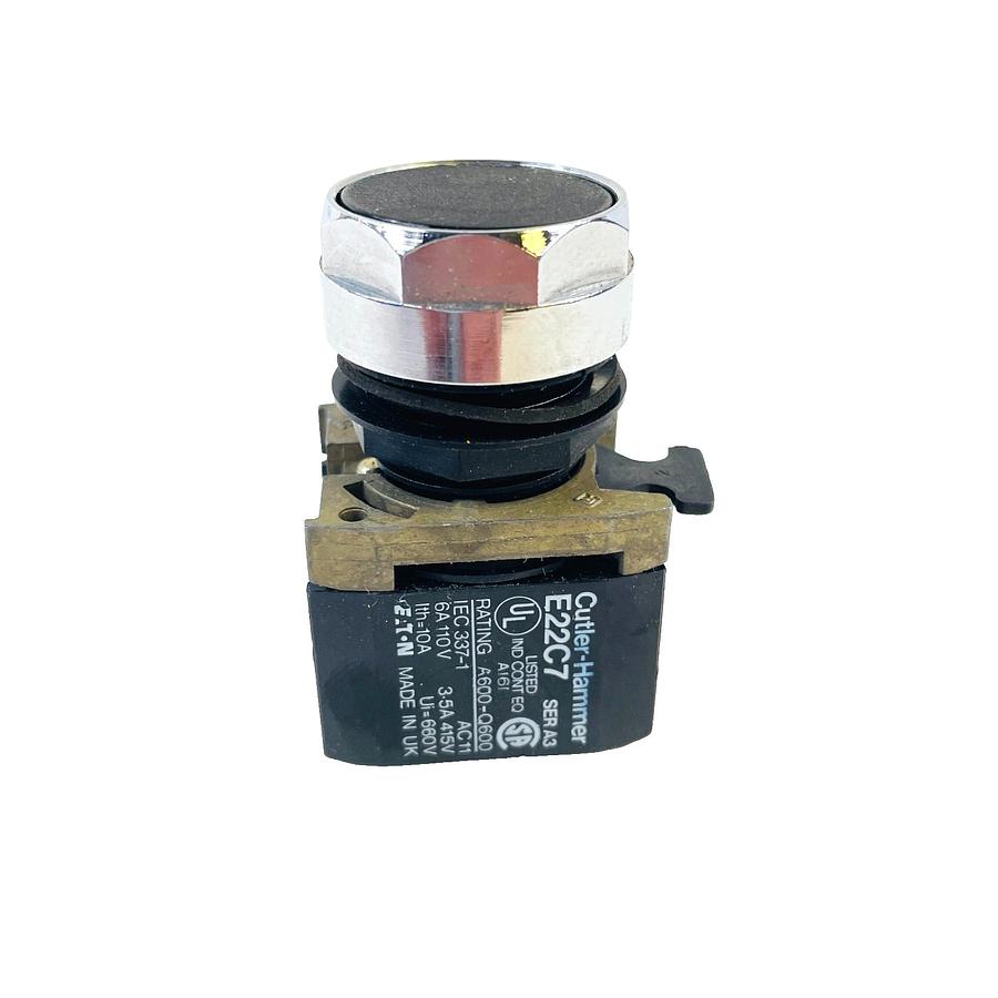 Used CUTLER HAMMER E22C7 SER A3 BLACK FLUSH PUSHBUTTON INDUSTRIAL CONTROL SWITCH