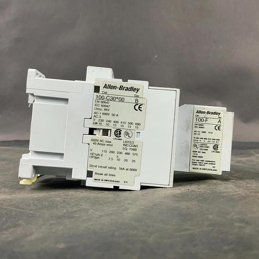 Used ALLEN BRADLEY 100-C30*00 CONTACTOR W/ 100-F AUX CONTACT ($50 OBO)