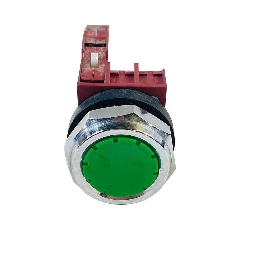 Used SIEMENS PB30PBFG 30MM GREEN FLUSH PUSHBUTTON SWITCH 3SB1400-0G 2NO CONTACT BLOCK
