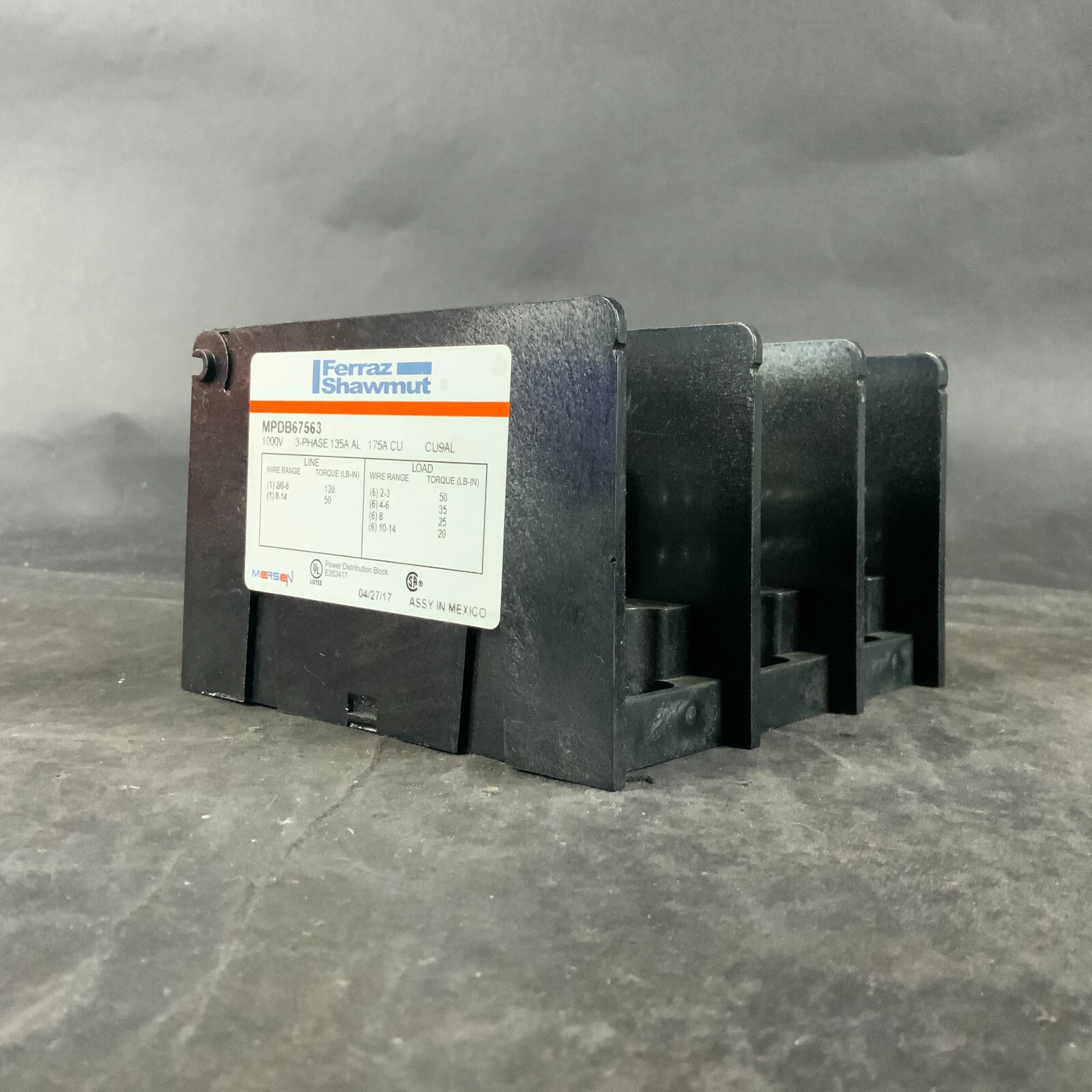 Used FERRAZ SHAWMUT MDPB67563 POWER DISTRIBUTION BLOCK ($90 OBO)