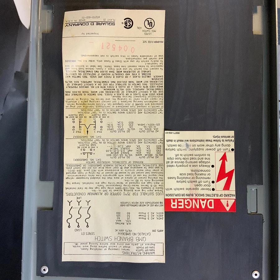 Used SQUARE D QMB364W FUSIBLE PANELBOARD ($120 OBO)