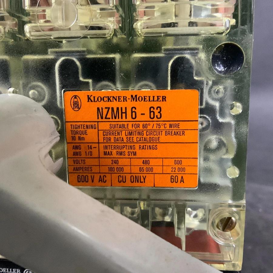 Used KLOCKNER MOELLER NZMH6-63/ZM6A-60-NA CIRCUIT BREAKER ($345 OBO)