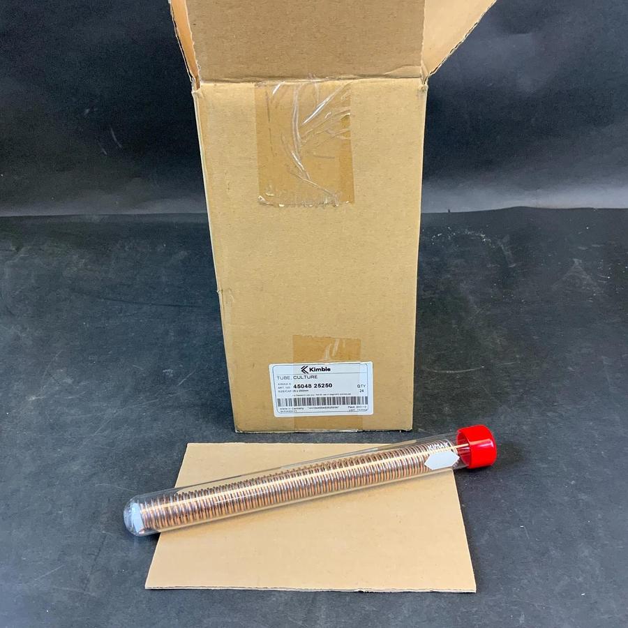 KIMBLE 45048-25250 REUSABLE CULTURE TUBE 25X250MM - BOX OF 24 ($125 OBO)