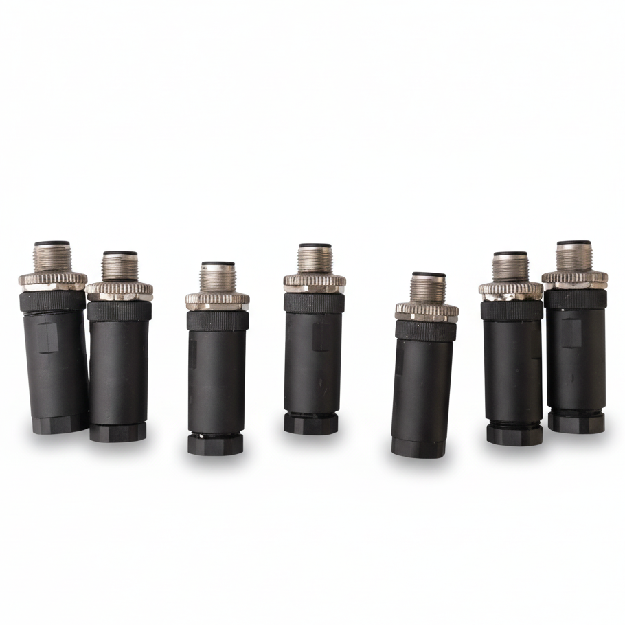 Refurbished LOT OF 7 M12 MALE CIRCULAR CONNECTORS INDUSTRIAL SENSOR CABLE REFURBISHED