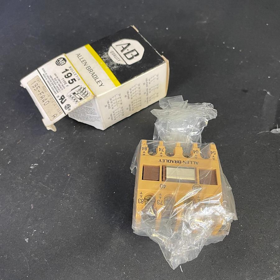 Used ALLEN BRADLEY 195-FA40 SERIES A AUXILIARY CONTACT BLOCK 4NO FRONT MOUNT OEM
