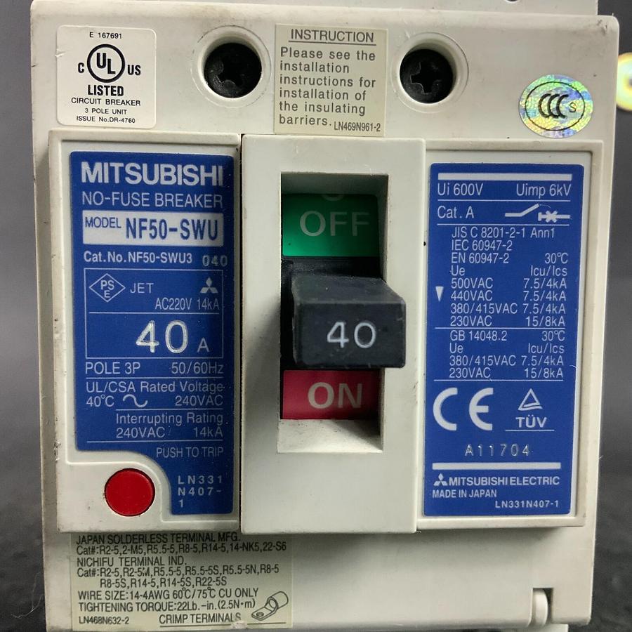 Used MITSUBISHI NF50-SWU3-040 CIRCUIT BREAKER ($40 OBO)