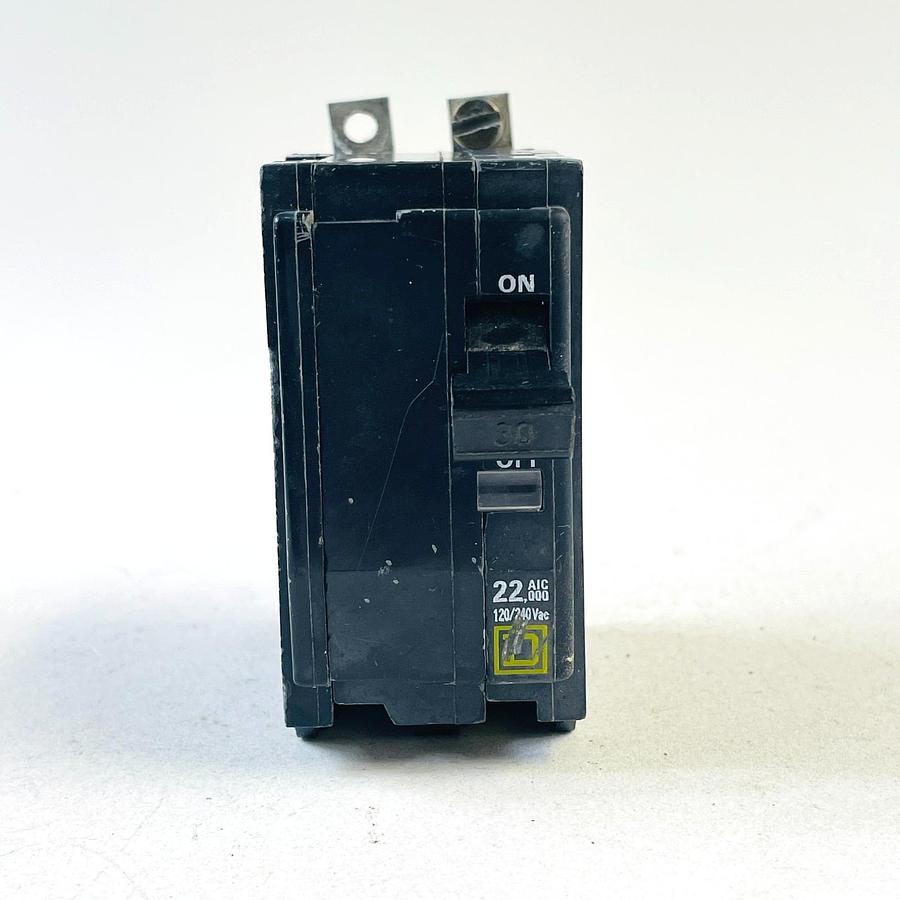 Used SQUARE D QOB230VH 30A 2-POLE 120/240V 22KA AIC BOLT-ON CIRCUIT BREAKER