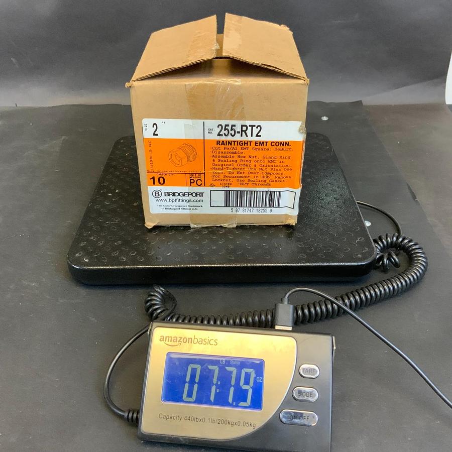 Used BRIDGEPORT 255-RT2 2” RAINTIGHT EMT CONNECTOR - BOX OF 10 ($100 OBO)