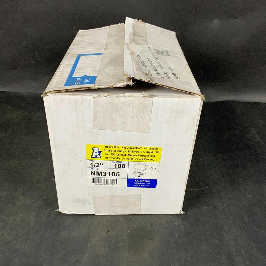 ARLINGTON NM3105 1/2” QUICK-LATCH HEAVY DUTY PIPE HANGER - BOX OF 100 ($175 OBO)