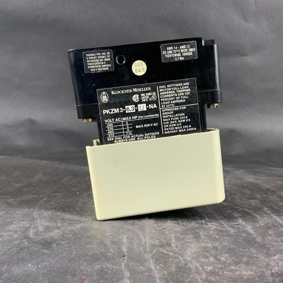 Used MOELLER PKZM3-6.3-U-NA CIRCUIT BREAKER - WITH HI22-PKZM3 AUX CONTACT ($35 OBO)