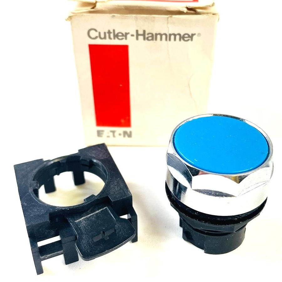 Used CUTLER HAMMER E22P6 FLUSH BLUE PUSHBUTTON 25MM NEW OPEN BOX FULLY FUNCTIONAL