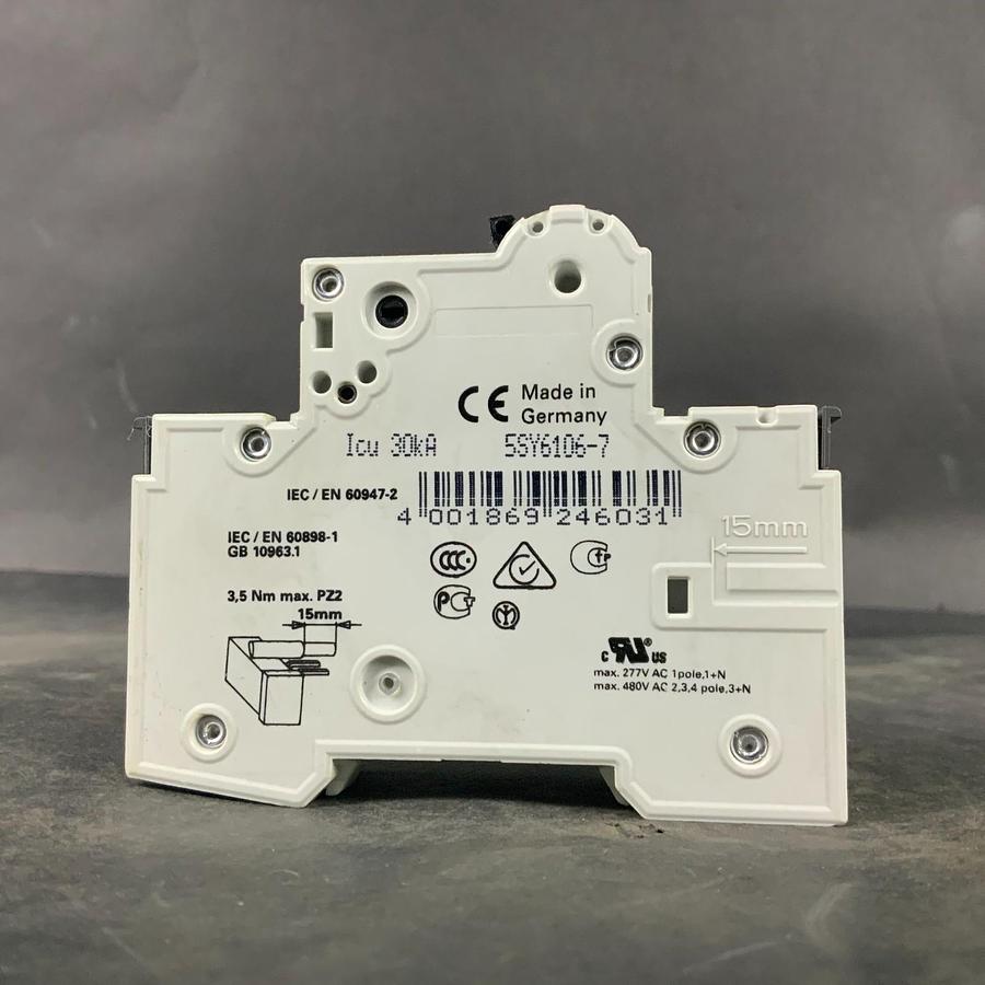 Used SIEMENS 5SY61MCB C6 CIRCUIT BREAKER W/ AS AUX SWITCH ($12 OBO)