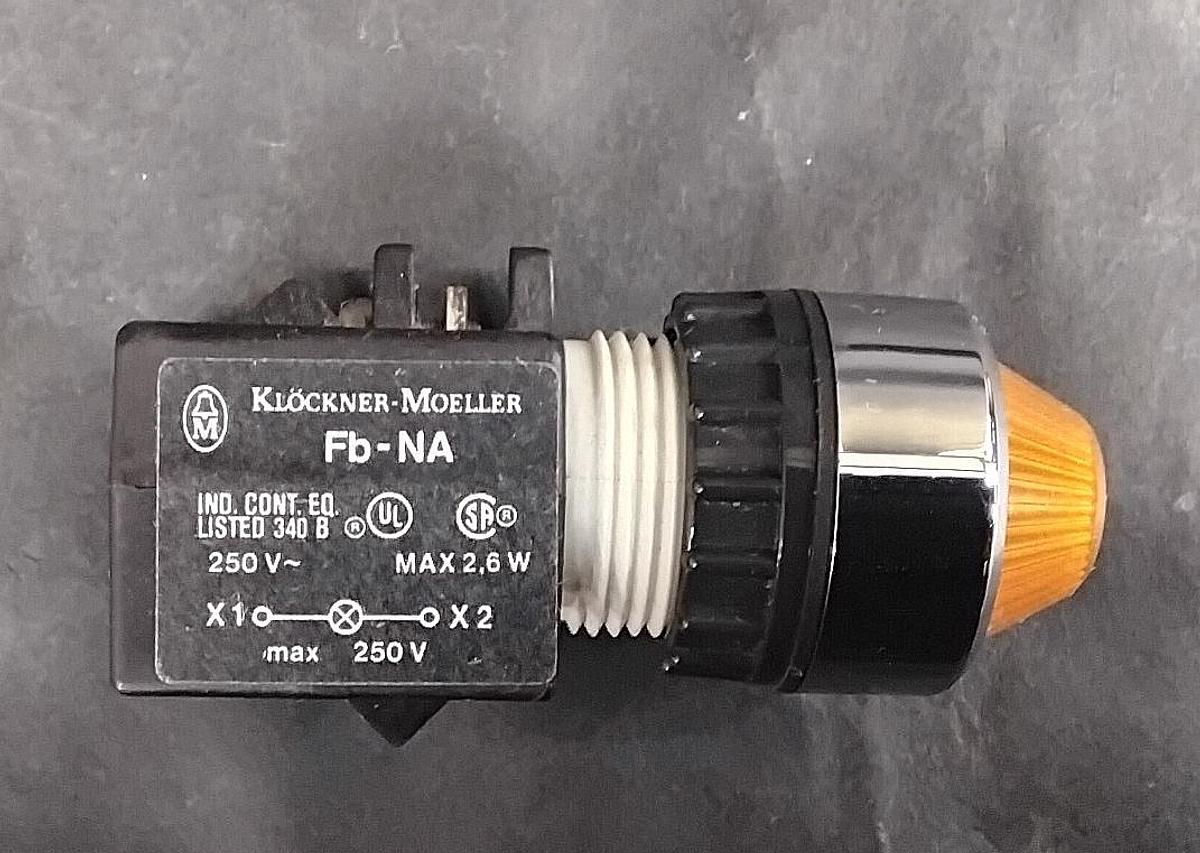 Used KLOCKNER MOELLER FB-NA PILOT LIGHT 250V 2.6W YELLOW LENS ($18 OBO)