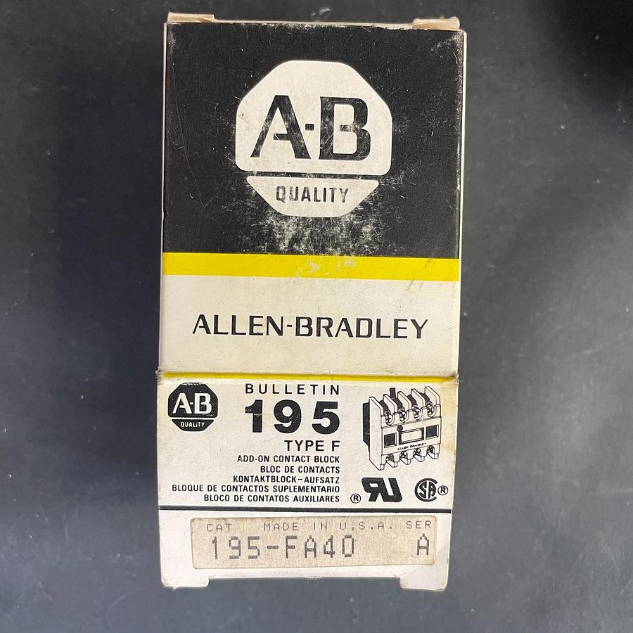 Used ALLEN BRADLEY 195-FA40 SERIES A AUXILIARY CONTACT BLOCK 4NO FRONT MOUNT OEM