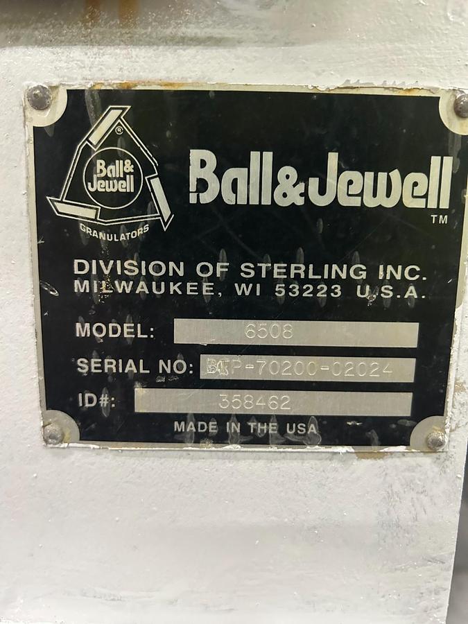 Used Ball & Jewell Granulator Model 6508