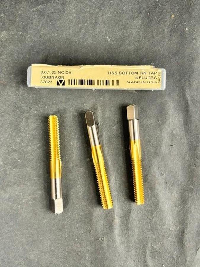 Used NORSEMAN #37823 8.0_1.25 HSS SCREW THREAD TAP 4PCS
