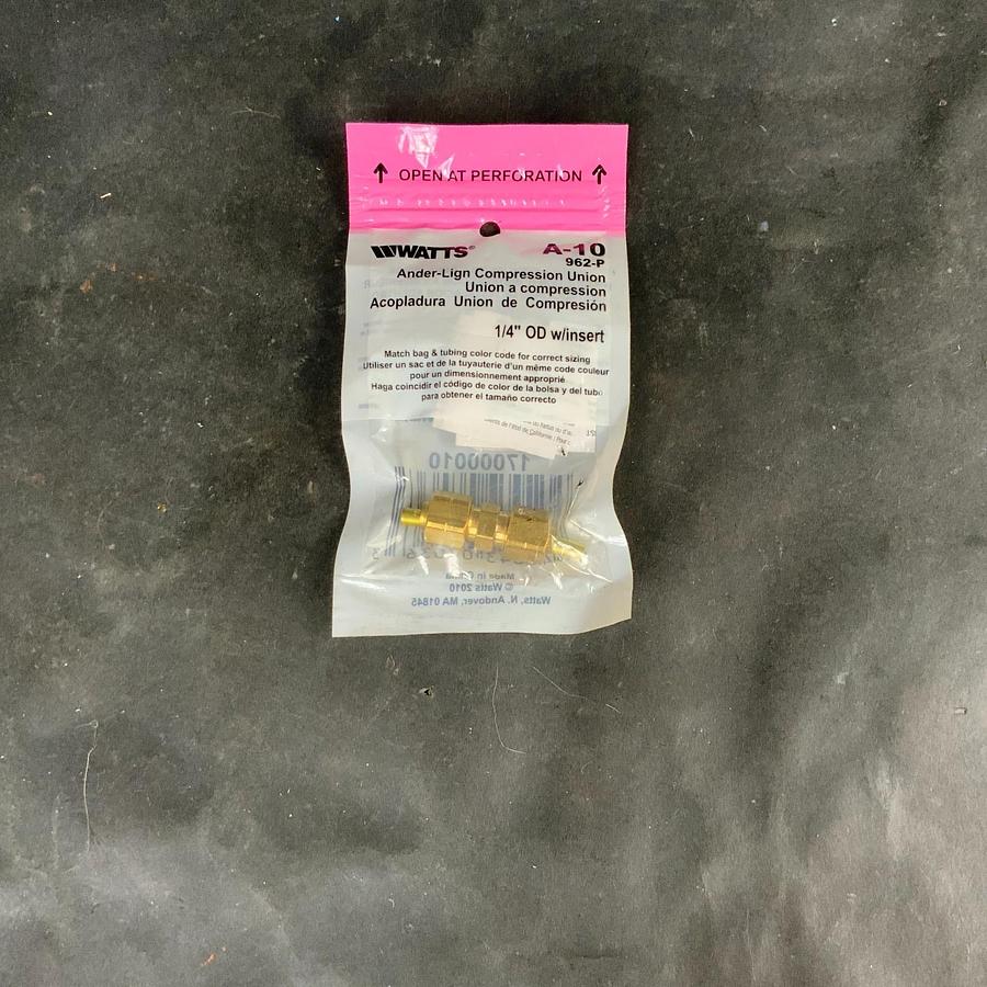 WATTS A-10 962-P ANDER-LIGN COMPRESSION UNION 1/4” OD W/ INSERT ($5 OBO)