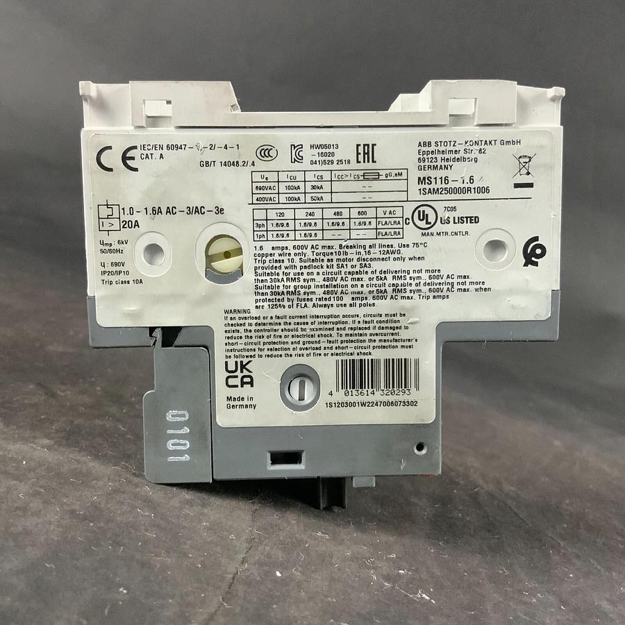 Used ABB MS-116-1.6 CIRCUIT BREAKER ($20 OBO)