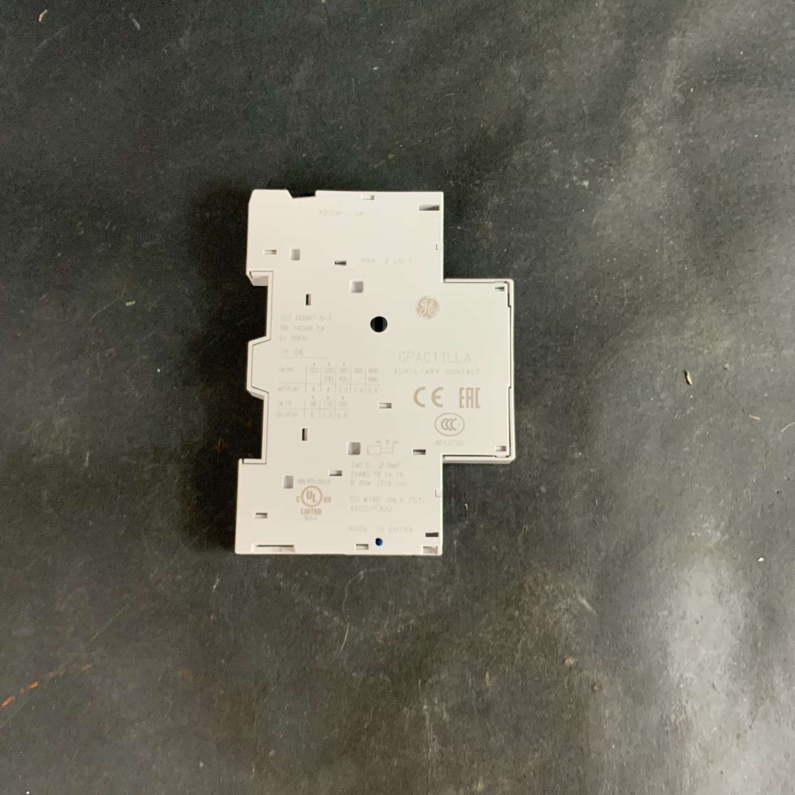 Used GENERAL ELECTRIC GPAC11LLA AUX CONTACT BLOCK IEC 690V ($15 OBO)