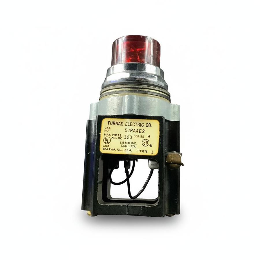 Used FURNAS 52PA4E2 SERIES B OIL TIGHT PILOT LIGHT RED LENS 120V AC/DC