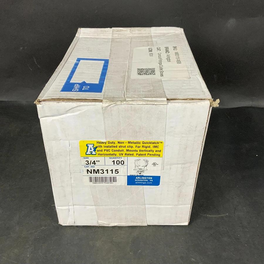 ARLINGTON NM3115 3/4” QUICK-LATCH HEAVY DUTY PIPE HANGER - BOX OF 100 ($175 OBO)