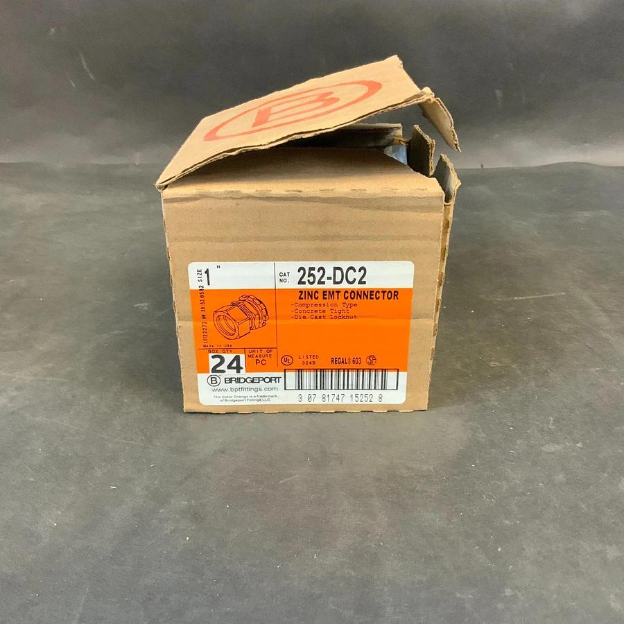 BRIDGEPORT 252-DC2 1” ZINC EMT CONNECTOR - BOX OF 24 ($24 OBO)