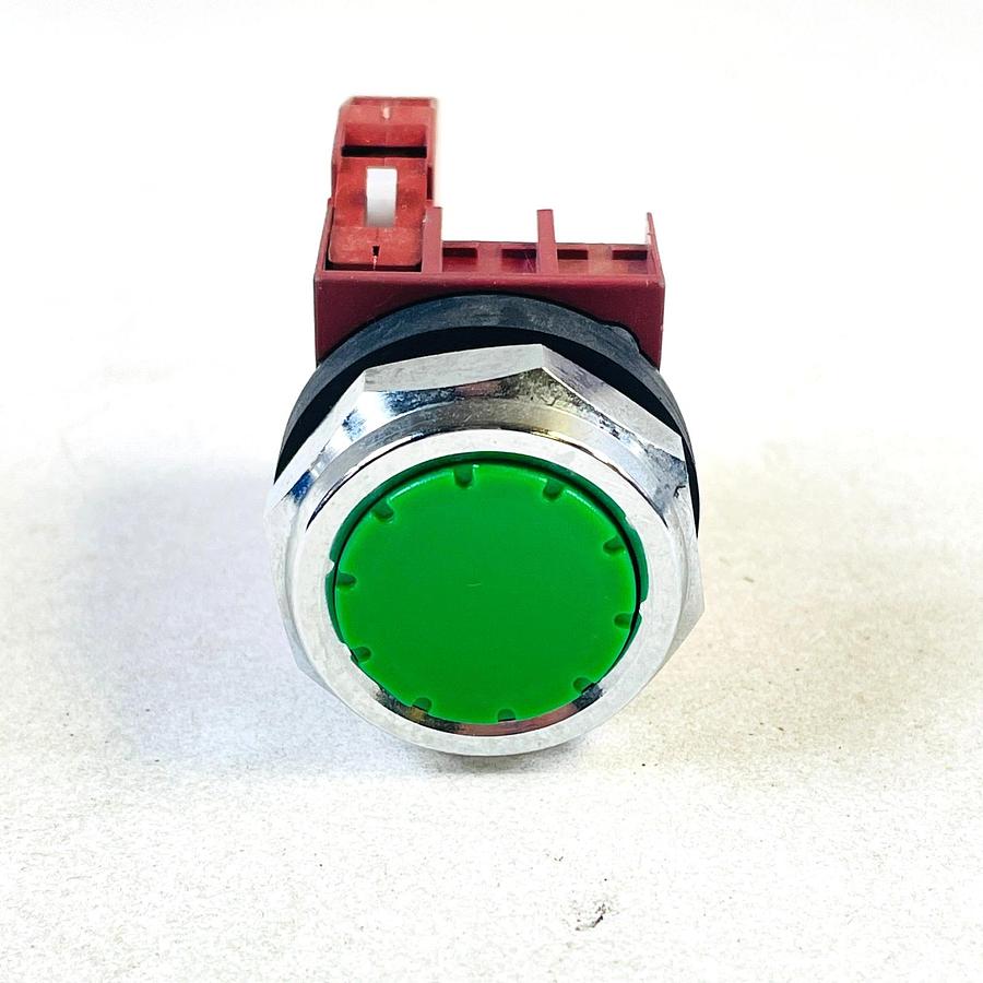 Used SIEMENS PB30PBFG 30MM GREEN FLUSH PUSHBUTTON SWITCH 3SB1400-0A 1NO 1NC BLOCK