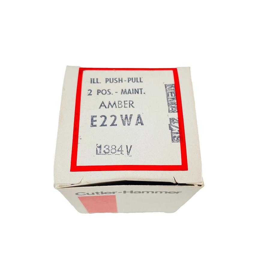 Used CUTLER HAMMER E22WA PUSH-PULL BUTTON AMBER ILLUMINATED 2-POS NEW OPEN BOX