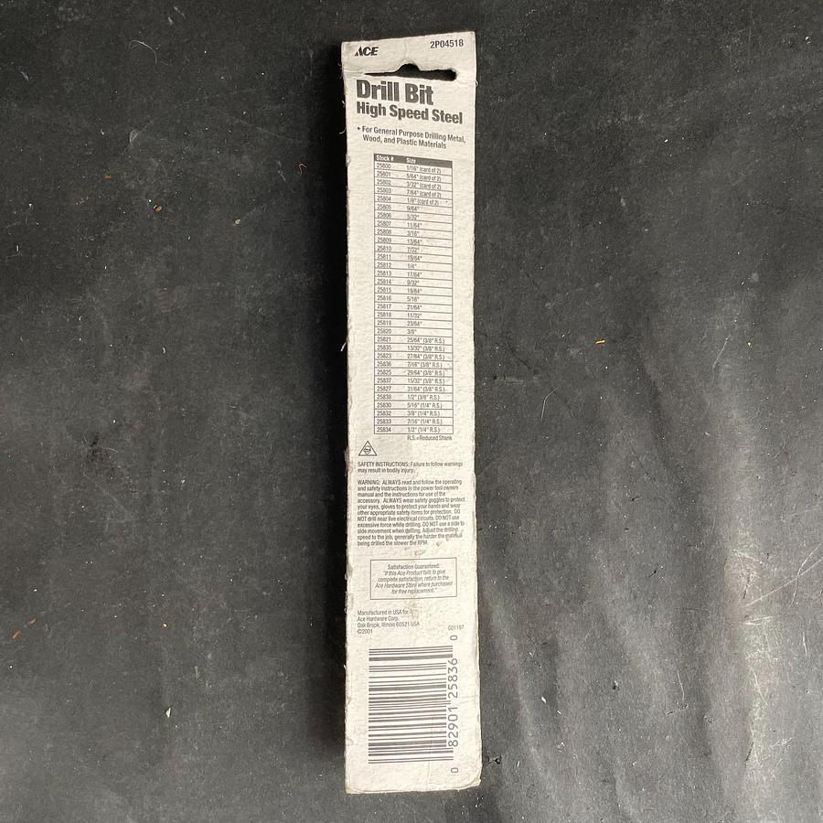 ACE 25836 7/16” HIGH SPEED STEEL DRILL BIT