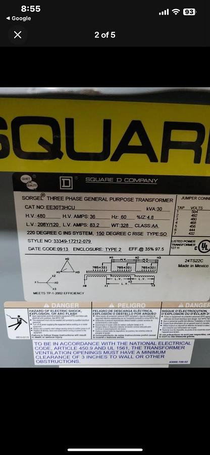 Used Square D Cat No. EE30T3HCU ($599.99 OBO!!!)