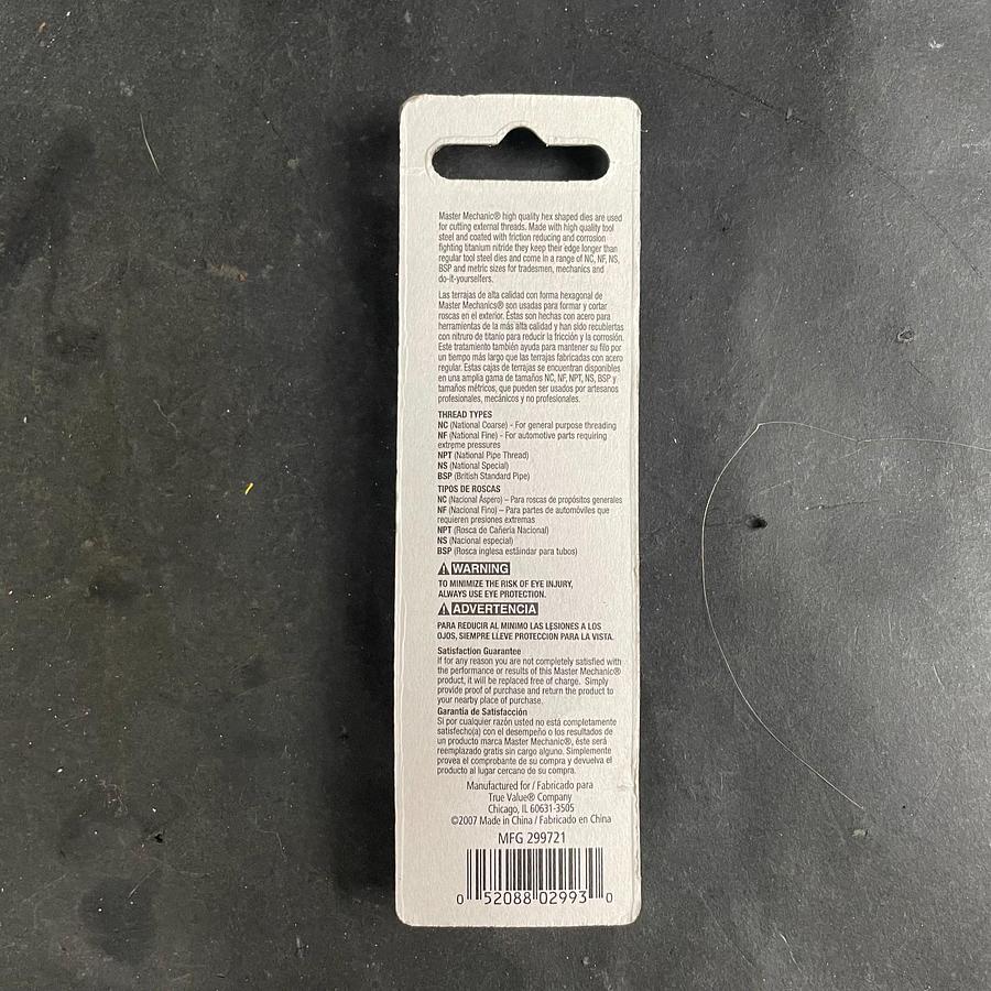 MASTER MECHANIC 788515 5/16 18 NC - HEX DIE