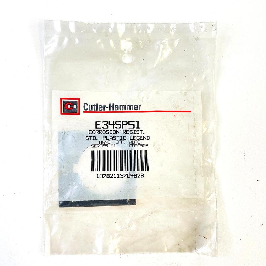 CUTLER HAMMER E34SP51 SER A1 PLASTIC LEGEND CORROSION RESISTANT NEW