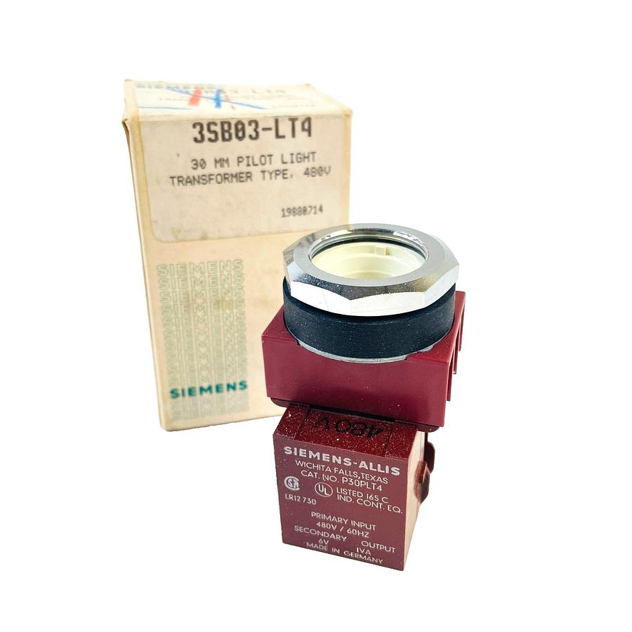 Used SIEMENS 3SB03-LT4 PILOT LIGHT 30MM TRANSFORMER TYPE 480V NEW OPEN BOX
