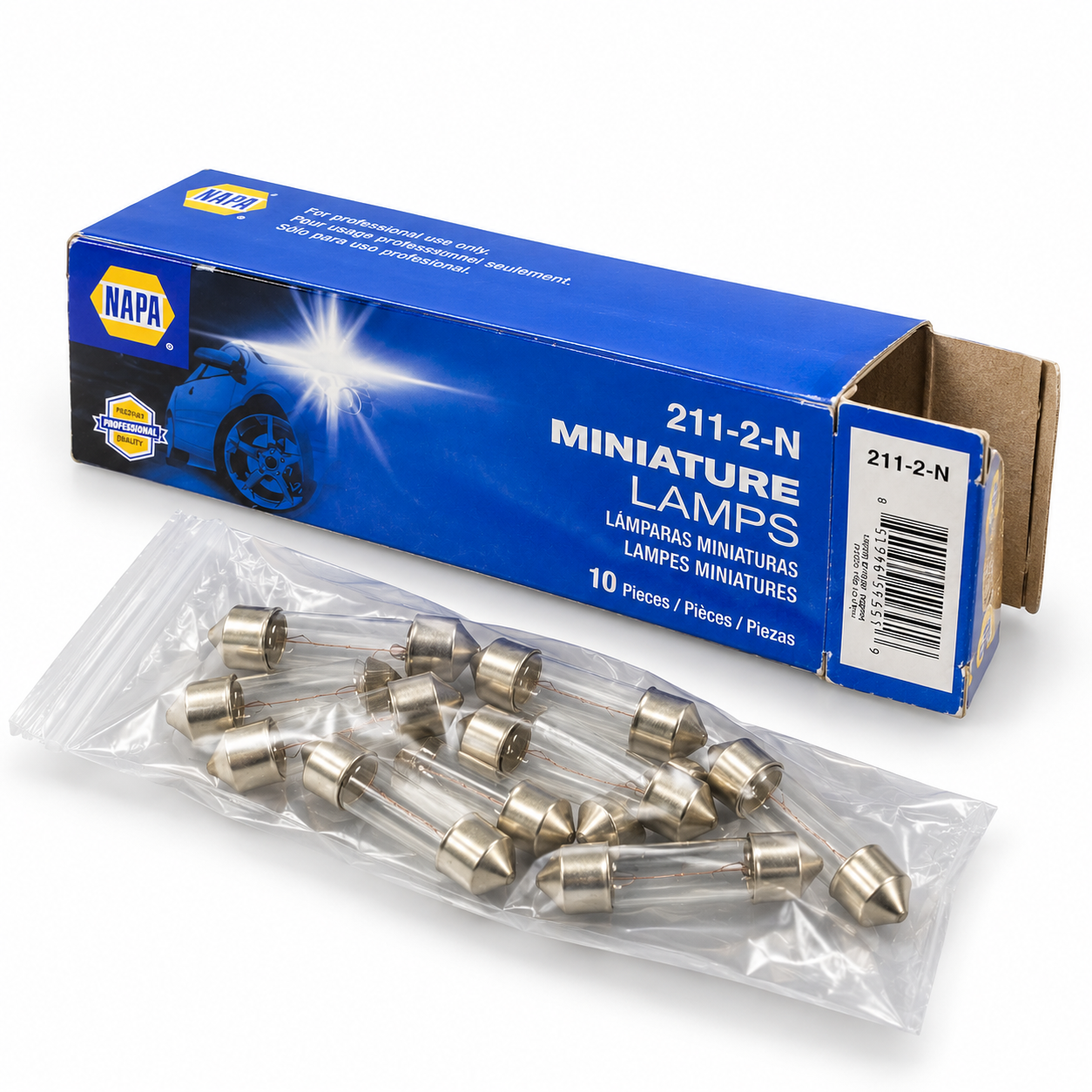Refurbished LOT OF 10 NAPA 211-2-N MINIATURE LAMPS AUTOMOTIVE LIGHT BULBS REFURBISHED