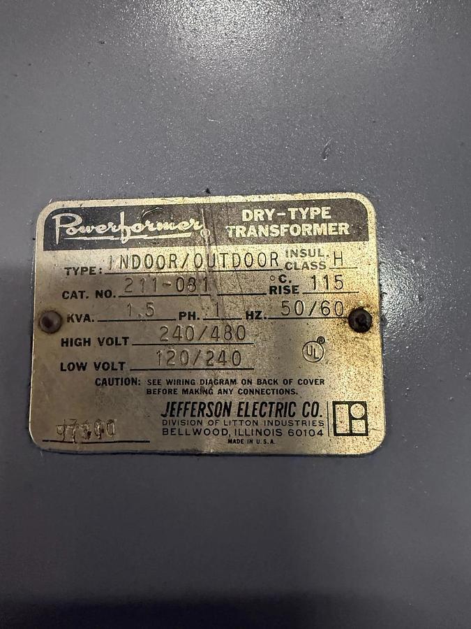 Used Powerformer CAT. NO. 211-081 Transformer - 1.5 kVA - ($120 OBO)