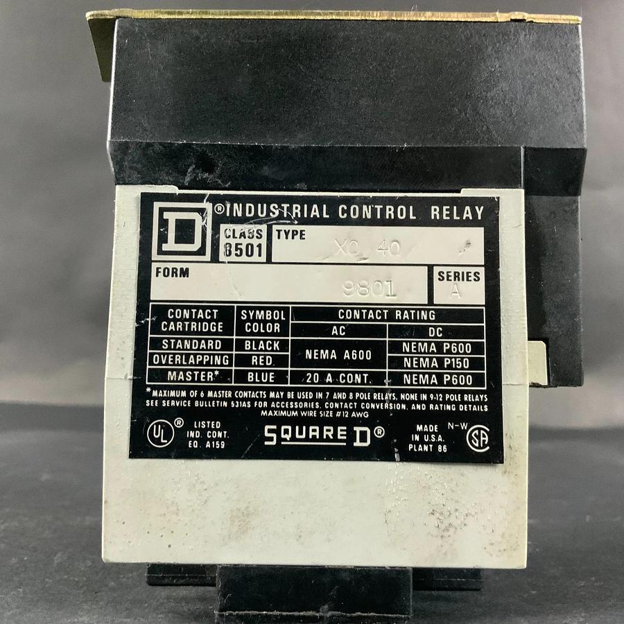 Used SQUARE D CLASS 8501 TYPE X RELAY ($40 OBO)